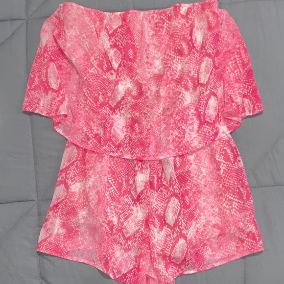 due south Pants - Pink Snake skin sleeveless Romper